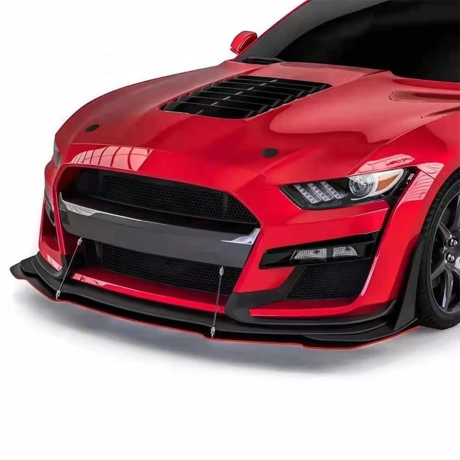 2015-2023 for  Mustang GT500 Carbon Fiber Front Lip Body Kit with Towing Hitch Cut-Outs Narrow Body Bumper Splitter Chin Bum